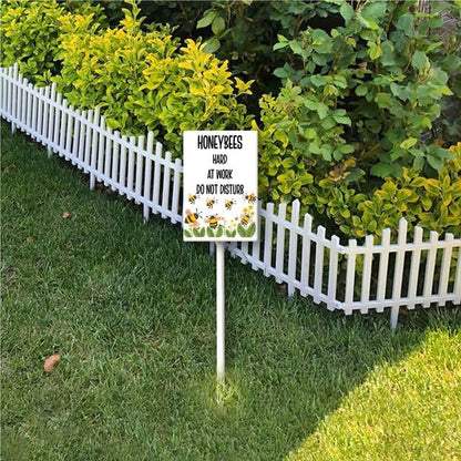 Uptell Honeybees Hard At Work Do Not Disturb Yard Signs with Stakes Aluminum Sign for House/Front Door and Business Outdoor Decoration 7x8.8 Inch
