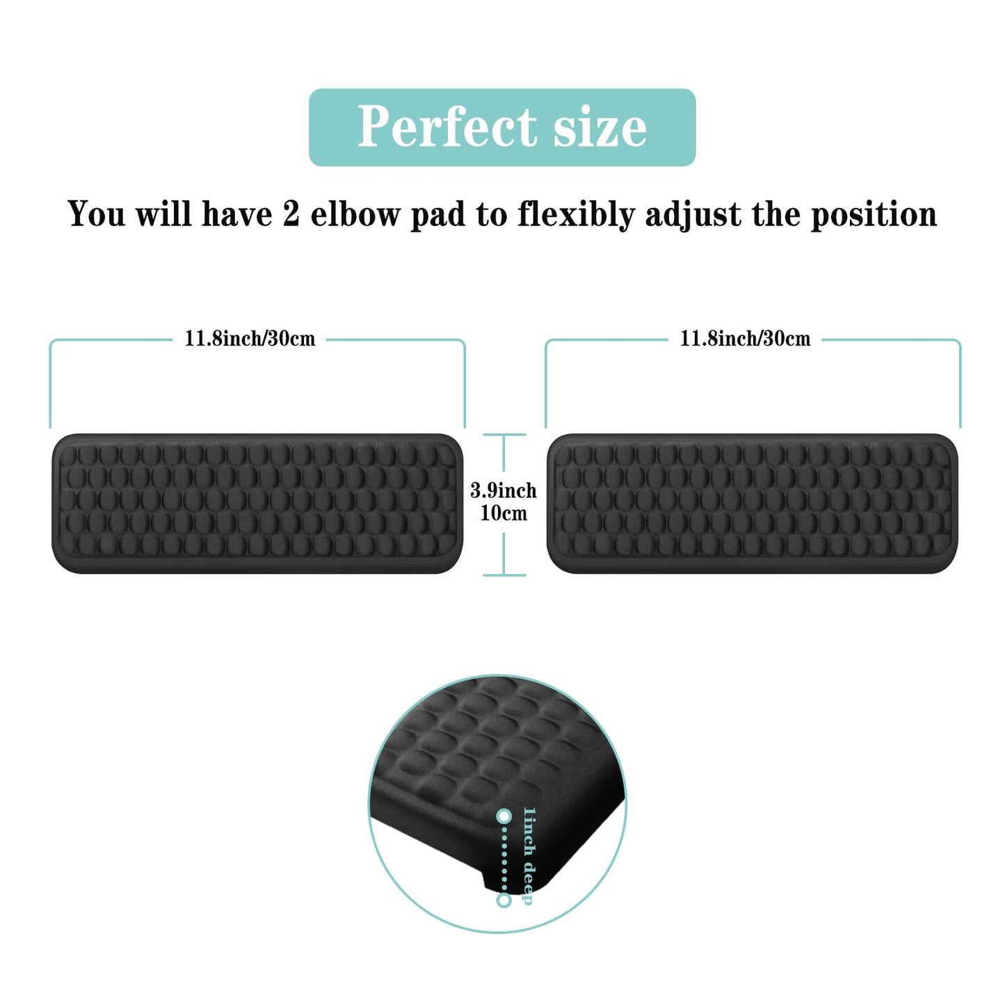 L-Shaped Desk Elbow Pad for Desk, 2-Piece Memory Foam Elbow Pads with Non-Slip, Ergonomic Desk Edge Cushion, Wrist Support Arm Rest for Office and Gaming (11.8 * 3.9 inch)
