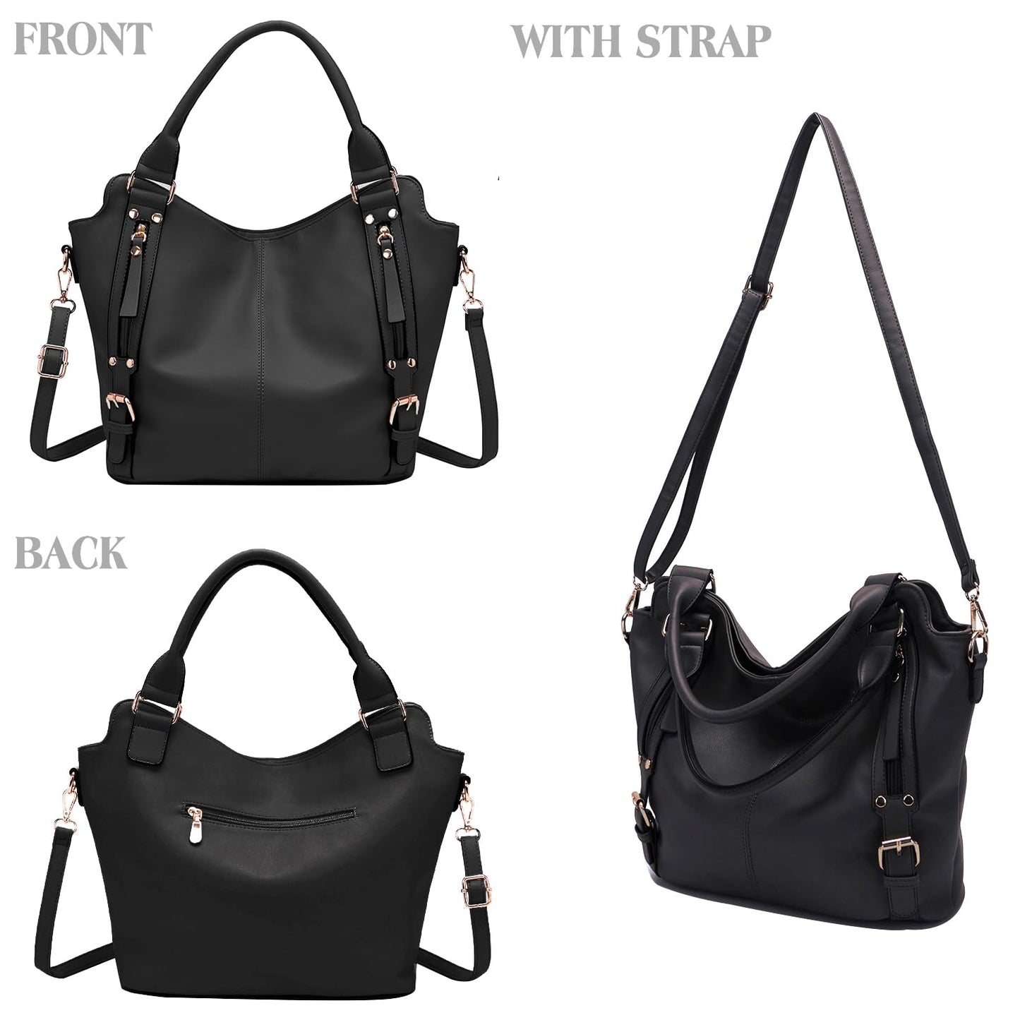 Crossbody Bags for Women Large Hobo Purse PU Leather Shoulder Handbag Ladies Tote Wallet Set 2PCS