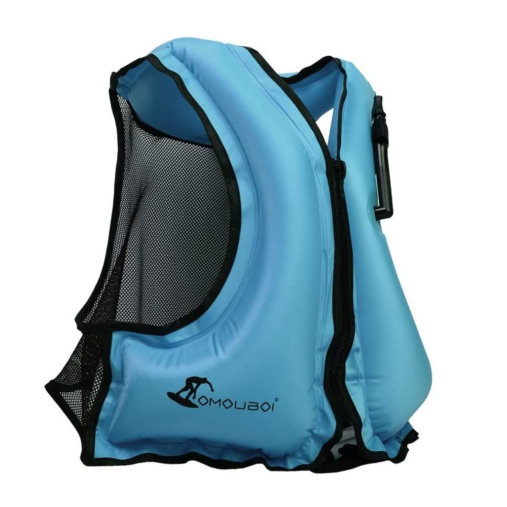 OMOUBOI Inflatable Snorkel Vest Kayak Inflatable Buoyancy Vest for Adults Snorkel Jackets for Swimming Snorkeling Paddling Boating Water Sports Beginner Adults-Only 105-220 lbs
