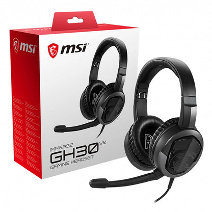 MSI Gaming Detachable Microphone Lightweight and Foldable Headband Design Gaming Headphone (Immerse GH30 V2), Black, Large