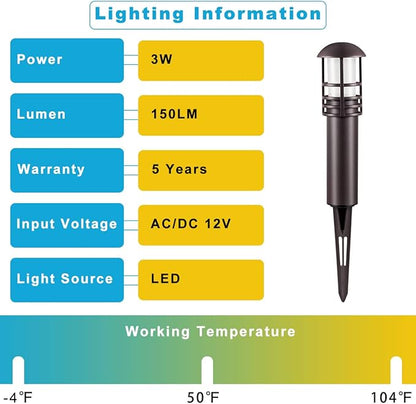 Outdoor Landscape Lights - Low Voltage Aluminum Construction, Waterproof 12V 3W 3000K Warm-Yellow Light (12-Pack)
