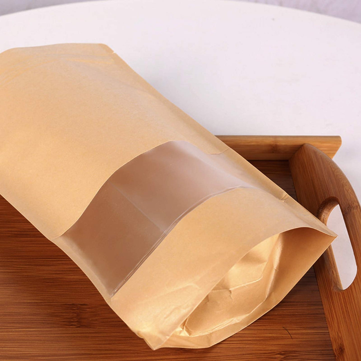 FireKylin 100 Pcs Paper Bags Resealable bags 3.5" x 5.5" Zipper Food Storage Bags, Stand Up, with Matte Window, Reusable, Sealable, for Packaging Products