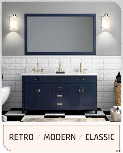 2 Pack Modern Bath Vanity Light Fixture 1-Light, Indoor Bathroom Wall Sconces for Living Room, Porch, Bedside, Brushed Nickel Finish with White Frosted Glass Shades Wall Mounted Lights
