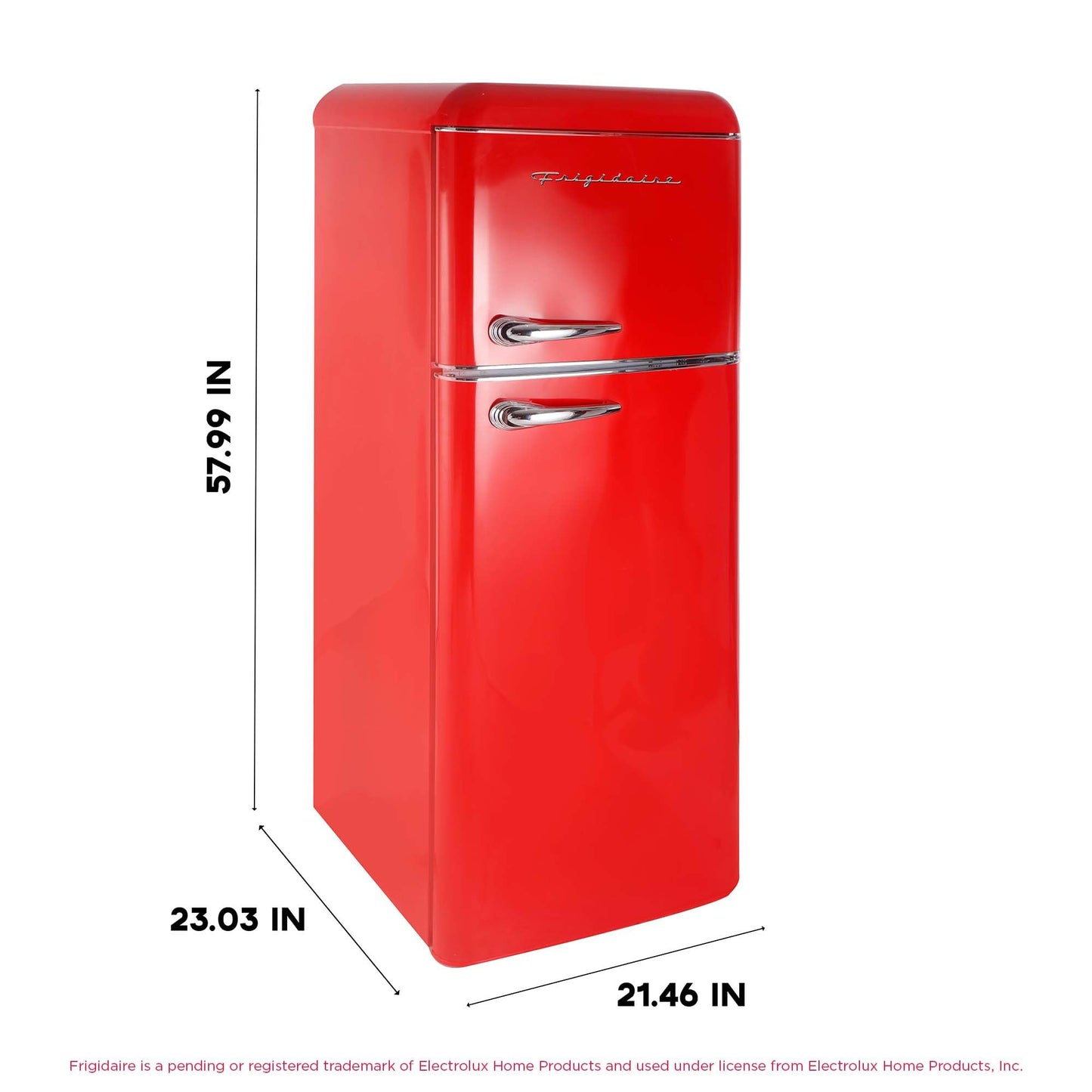 Frigidaire EFR756, 2 Door Apartment Size RETRO Refrigerator with Top Freezer, Chrome Handles, 7.5 cu ft
