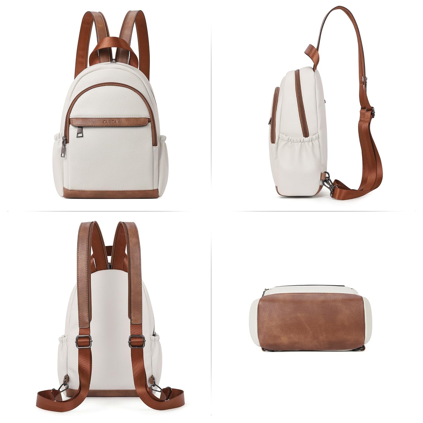 CLUCI Sling Bag for Women Leather Women's Backpack Small Convertible Backpack Purse Crossbody Bag for Travel
