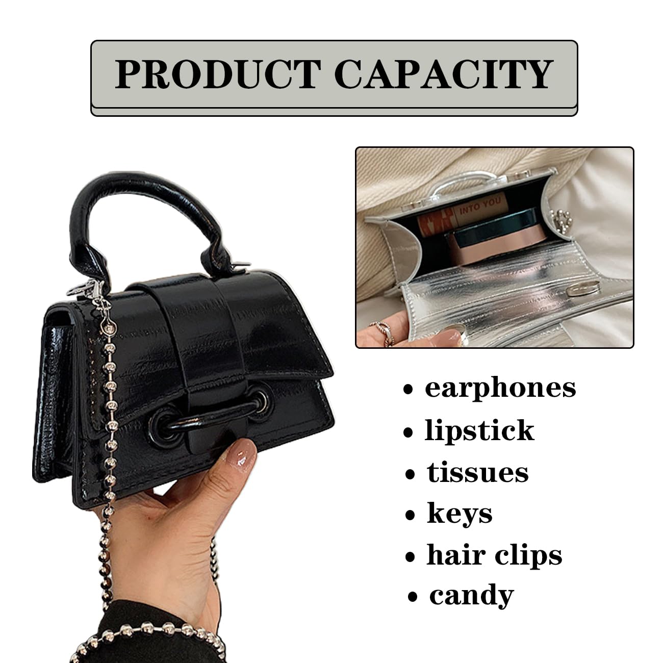 Mini Crossbody Bags Women's Y2K Purses Top Handle Crossbody Bag Clutch Shoulder Handbag for Cocktail Party Prom Wedding Black