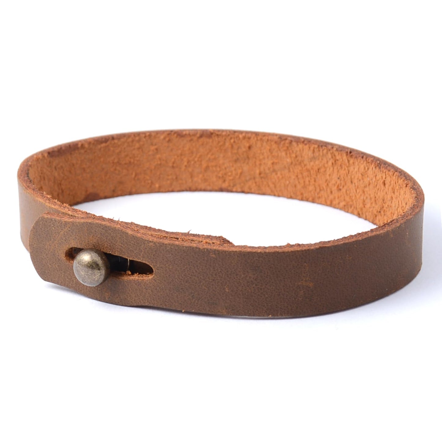 2 Pack Leather Bracelets for Men - Crazy Horse Leather Cuff, Handmade Adjustable Bracelet Set with Solid Brass Screw Buckles, Gifts for Him (Dark Brown/Light Brown)