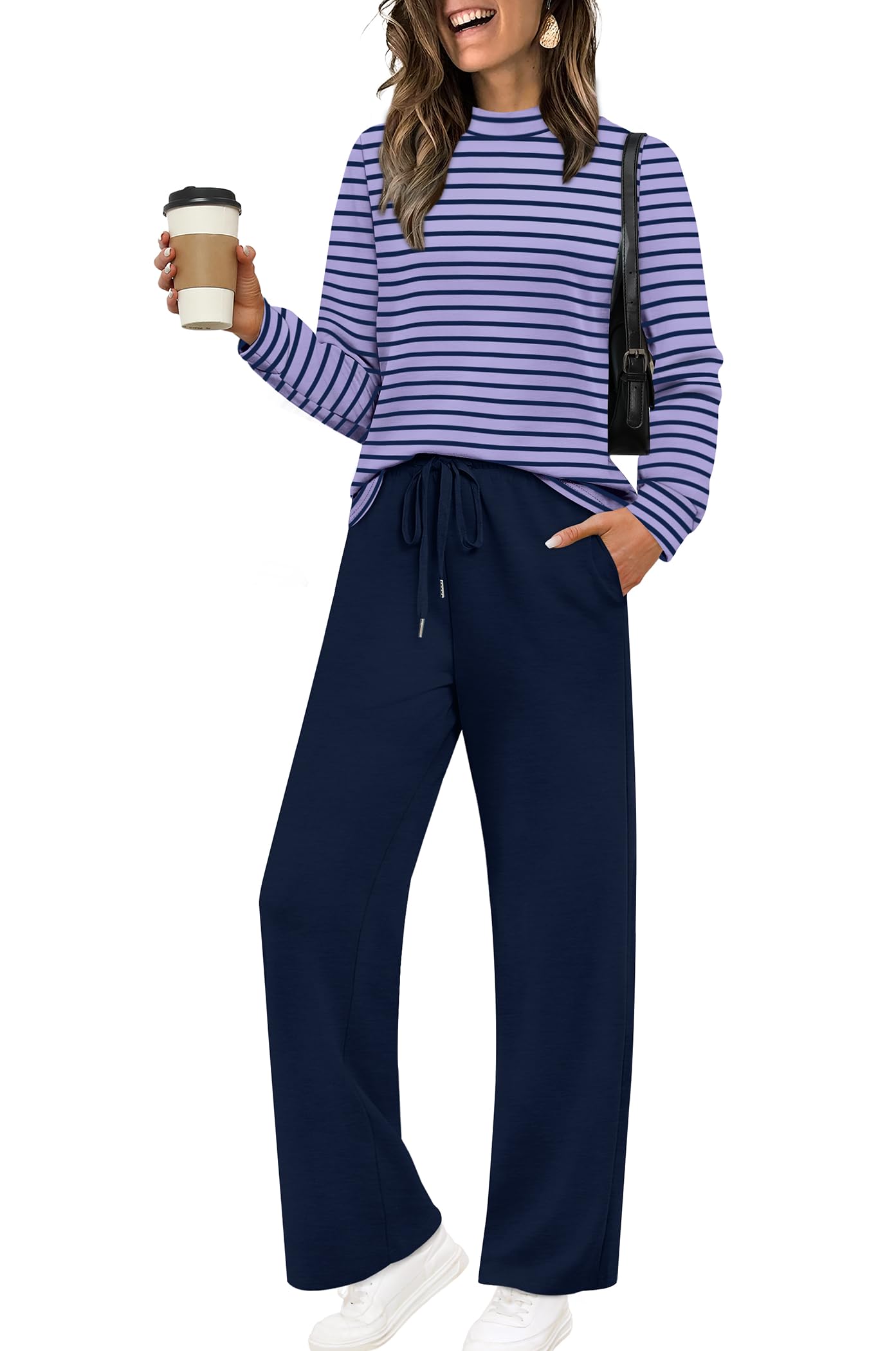 Sampeel Two Piece Sets for Women Mock Neck Matching Sets Loungewear Fall Clothes Travel Outfits Fashion 2025 XS-2XL