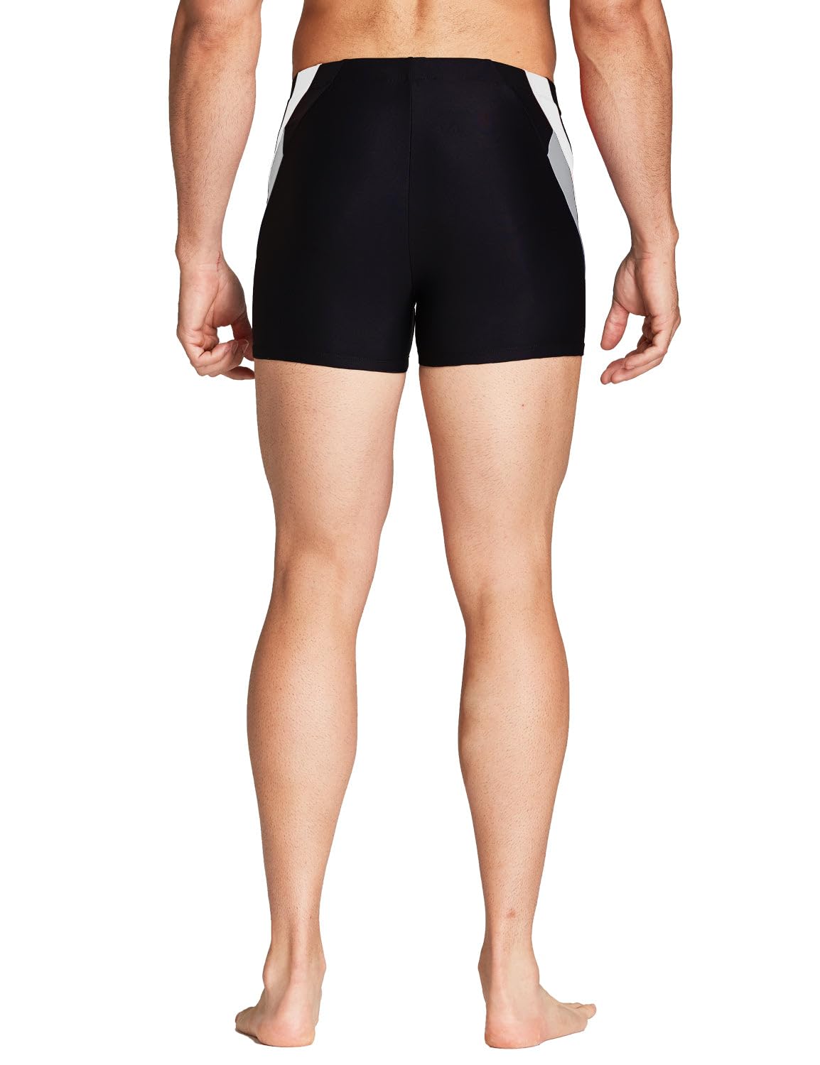 baleaf Men's Spandex Swim Shorts Athletic Competitive Swimwear Lap Swimming Suits Gray/White L