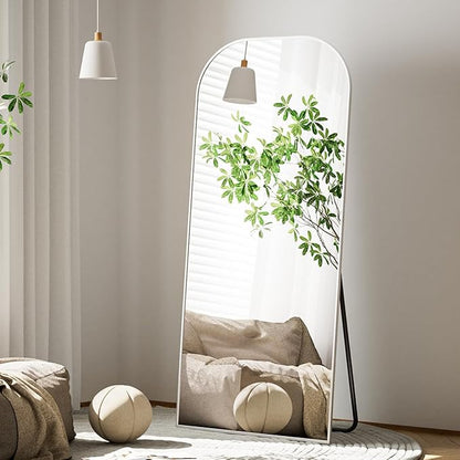 Koonmi Full Length Mirror, 71"x26" Mirror Full Length with Stand, Silver Domed Top Square-Edged Floor Mirror with Aluminum Alloy Frame for Bedroom Living Room