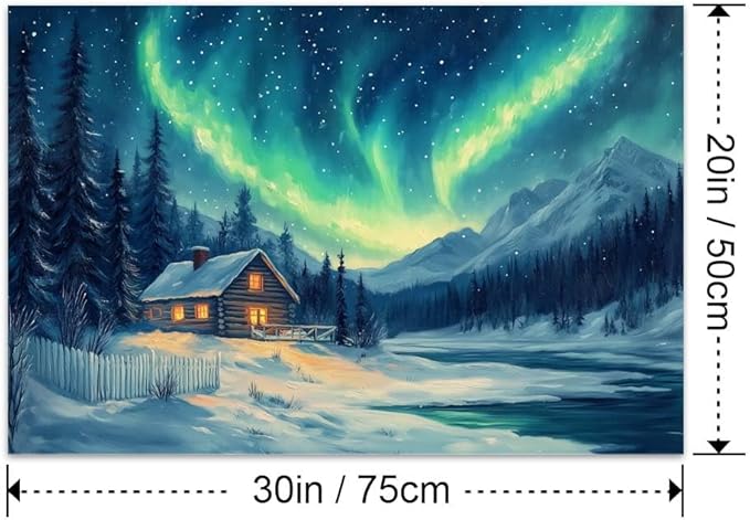 Yesad Aurora Wall Art, Landscape Canvas Wall Art Aurora Borealis Painting Nature Pictures Scenery Prints Poster Wall Décor for Cabin Living Room Bedroom Farmhouse Décor (Unframed,30”x20”, Aurora)