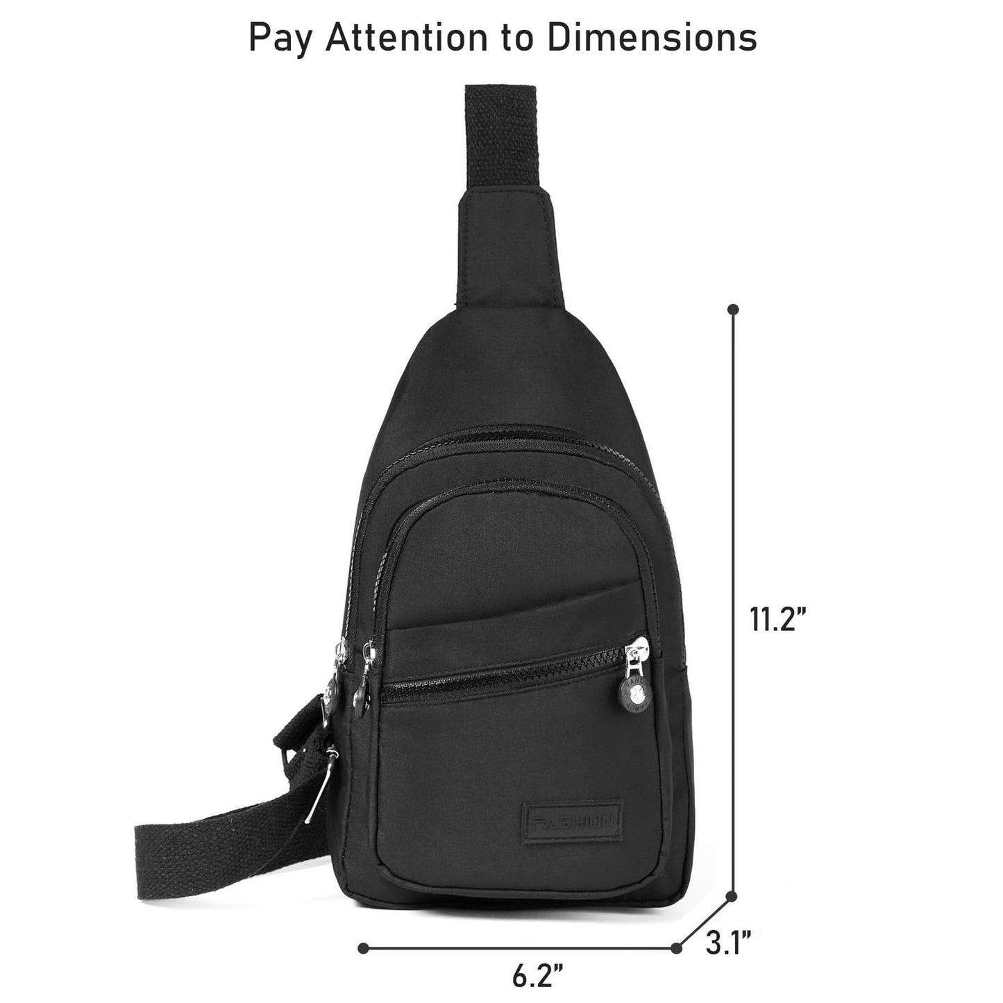 Cross Body Bag Sling Backpack Fanny Pack Small Crossbody Bags for Women Trendy - Black