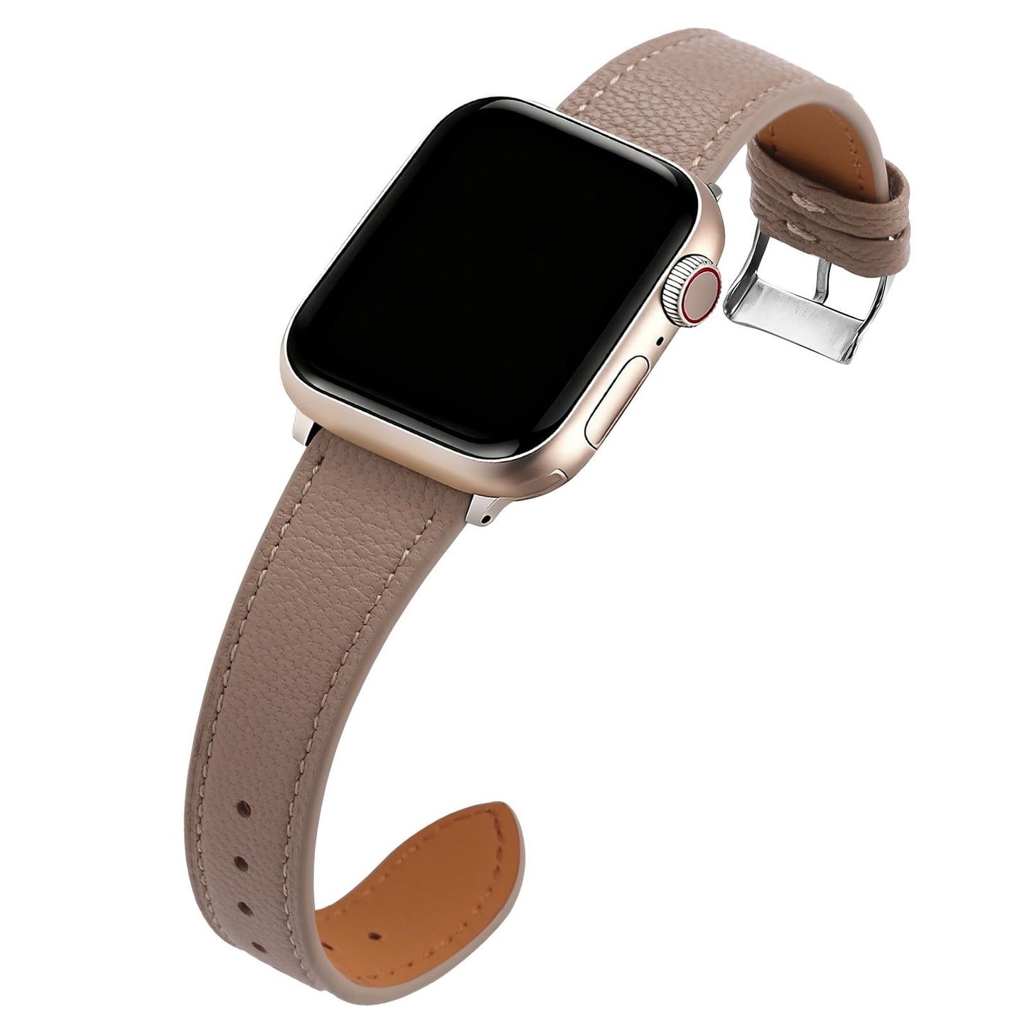 Buludona Slim Soft Women Leather Band Compatible with Apple Watch 38mm 40mm 41mm 42mm 44mm 45mm 46mm 49mm,Top Grain Thin Straps Genuine Wristband for iWatch Serise 11 10 9 8 7 6 5 4 3 2 1 Ultra SE