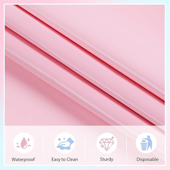 6 Packs Light Pink Tablecloths 54 x 108 Inch Disposable Plastic Pink Table Cloths Waterproof Rectangle Table Covers for Girl Birthday Baby Shower Wedding Ice Cream Decoration