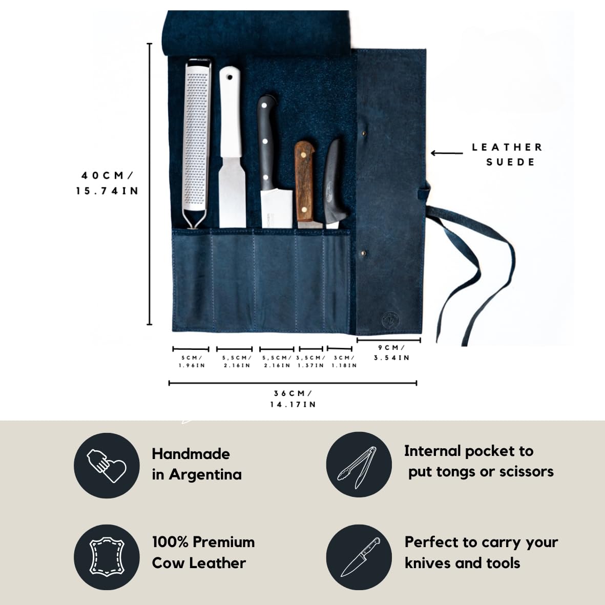 GauchoLife Leather Chef Roll (Leather, Brown)
