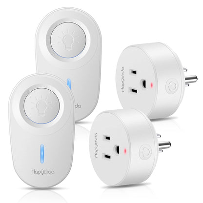 [2 Pack] HAPYTHDA Wireless Remote Control Outlet Plug, No Wiring Needed Remote Light Switches Kit, 500 Feet RF Range 15A/1500W Electrical Remote Outlet for Light, Small Electrical Appliance, Black