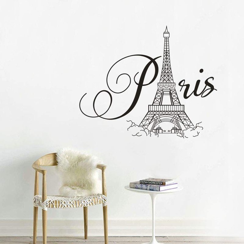 BooDecal Paris Eiffel Tower Wall Decals Lettering Quotes Wall Stickers Romance Decoration Living Room Bedroom 27 Inches x 22 Inches