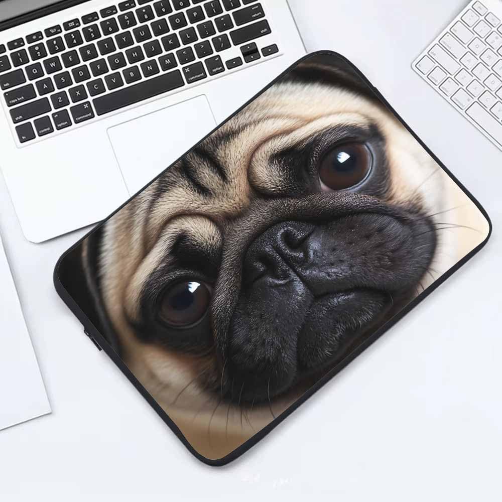 Nicokee Laptop Sleeve Bag 15.4 15.6 Inch,Funny Pug Dog Lovely Animals Cute Pet Puppy Protective Polyester Computer Cases Laptop Cover Briefcase Bag Tablet Travel Cover