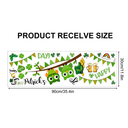 FOREVER QUEEN St. Patrick's Home Party Wall Decals -Shamrock Lucky Owl Stickers,Peel and Stick Removable Wall Art for Family Party Decor