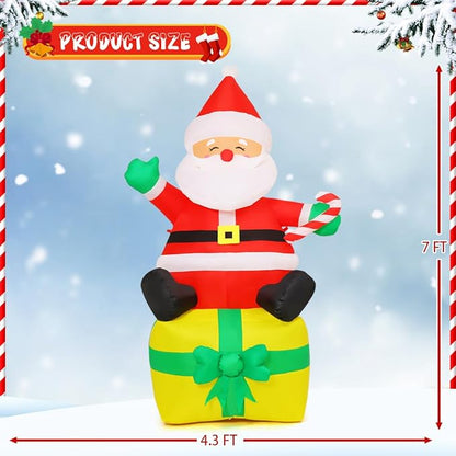 COMIN 7 FT Christmas Inflatables Outdoor Decorations, Blow Up Santa Claus Inflatable with Built-in LEDs for Christmas Indoor Outdoor Yard Lawn Garden
