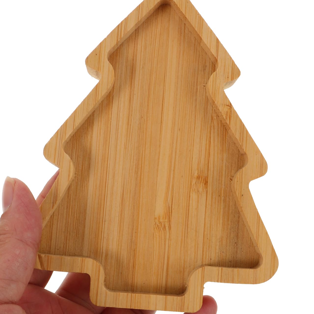2pcs Christmas Tree Tray Small Xmas Tree Shaped Fruit Tray Snack Appetizer Plate Bamboo Serving Dish for Holiday Parties and Everyday Use