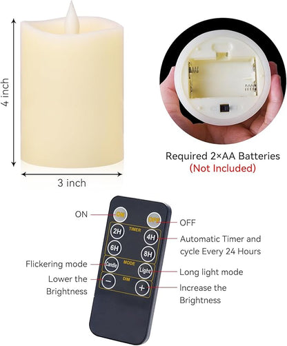 Realistic Flickering Flameless Candles with Timer - Battery-Powered 4 Inch Ivory LED Pillar Candle for Weddings, Valentine's Day & Indoor/Outdoor Decor - Safe for Kids/Pets (1-Pack)