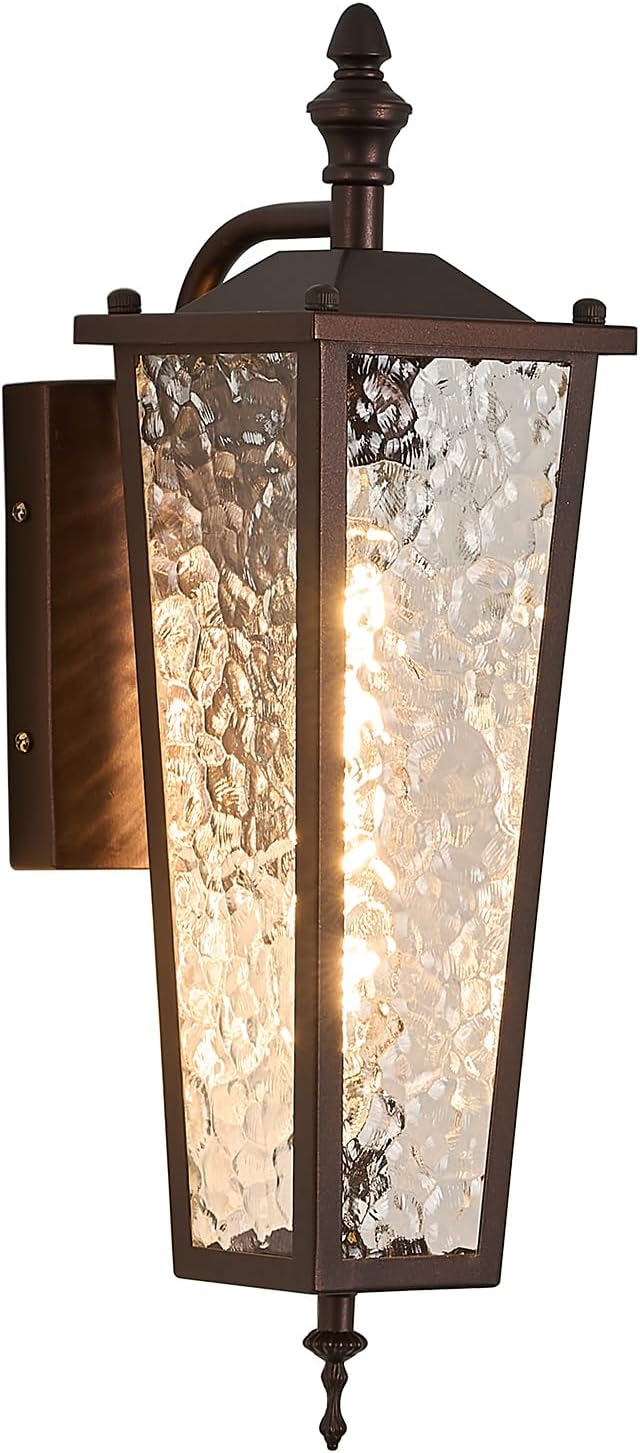 Brown Outdoor Wall Light External Wall Light Porch Lamp Wall Mount with E26 Outlet and Glass 16.7 Inch Outdoor Lighting for Garage Patio Front Entrance