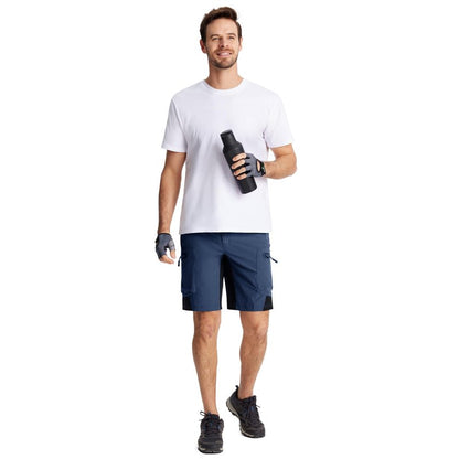 CRYSULLY Men's Summer Outdoor Shorts 9" Quick Dry Cargo Casual Work Hiking Dress Shorts Royal Blue M