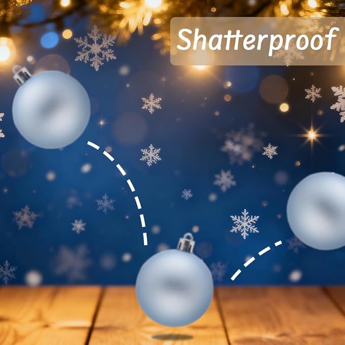 50ct Christmas Balls Ornaments for Xmas Tree, Navy Blue Silver Shatterproof Christmas Tree Decorations Hanging Ball for Holiday Party Decor(1.57"-2.36")