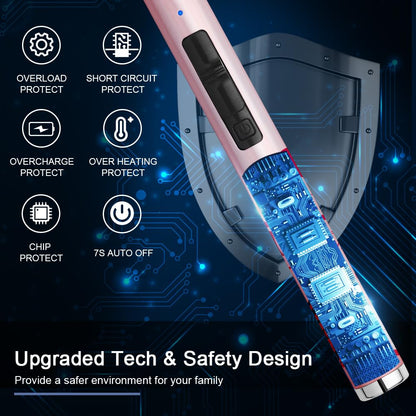 SUPRUS Candle Arc USB Type C Lighter Electric Lighter with Upgraded LED Battery Display Safety Switch Rechargeable Flameless Plasma Windproof Portable for Mother‘s Day (Pink)