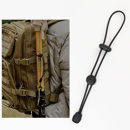 10pcs Backpack Hiking Poles Holder, Adjustable Elastic Rope Lanyard, Walking Stick Fixing Buckle, Outdoor Quiver Straps (Black)