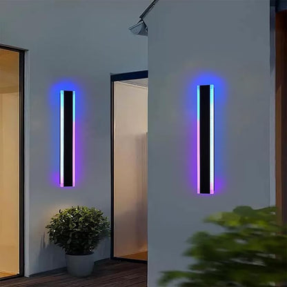 2 Pack Outdoor Long Wall Light for Porch,32 inch Modern RGB Led Wall Lights Fixture,Dimmable Exterior Linear Lighting for House,Outside LED Long Lights for Patio,Garage Decorative