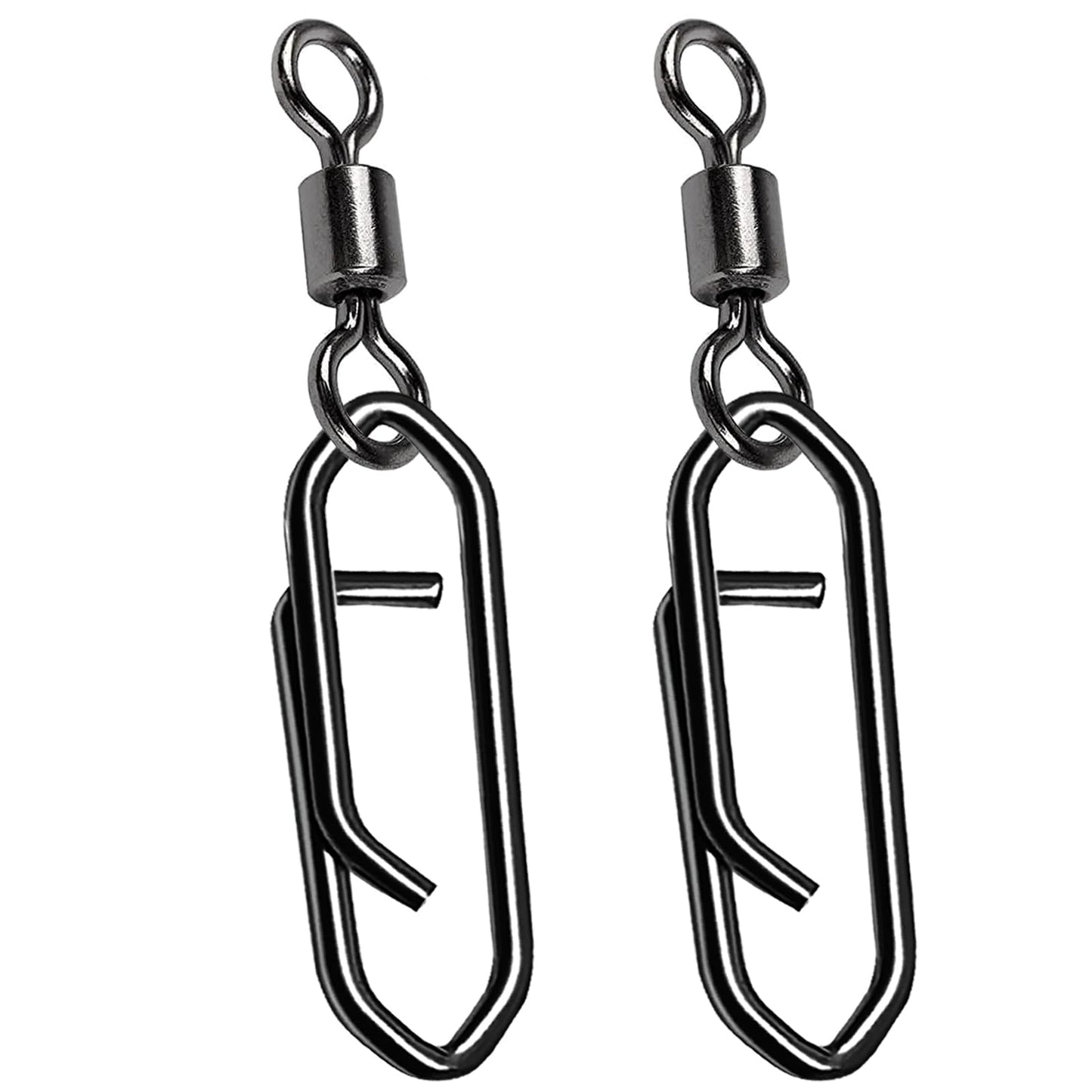 AMYSPORTS High Strength Saltwater Barrel Swivels Fishing Tackle Stainless Steel Line Connector Fishing Snaps Swivel Change Quick Fishing Clips Snap Black Nickel, 50pcs, 71lbs
