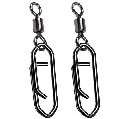 AMYSPORTS High Strength Saltwater Barrel Swivels Fishing Tackle Stainless Steel Line Connector Fishing Snaps Swivel Change Quick Fishing Clips Snap Black Nickel, 50pcs, 71lbs