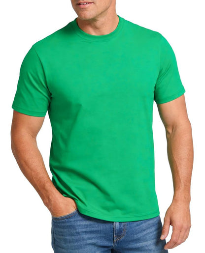 RGJU Mens T-Shirt Plain Crewneck Moisture Wicking, Relaxed Fit Tee Shirt Short Sleeve Soft Breathable Tshirt Casual Basic(Green,L)
