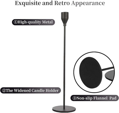 Matte Black Candlestick Holder for Taper Candles, Decorative Candle Holders Bulk Candle Stick Holders, Fits 3/4 inch Candles, Metal Taper Candle Holders for Table Centerpieces, Home Decor (Set of 6)