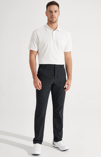 Libin Men's Dress Pants Comfy Lightweight Golf Pants 34" Stretch Business Casual Outfits with Pockets for Work Office Travel Vacation, Black, 44W x 34L
