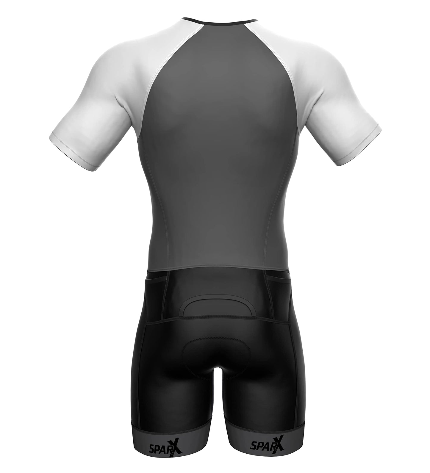 Sparx Mens Elite Aerosuit Triathlon Suit Mens Short Sleeve Tri Suit Skinsuit (Gray, Medium)