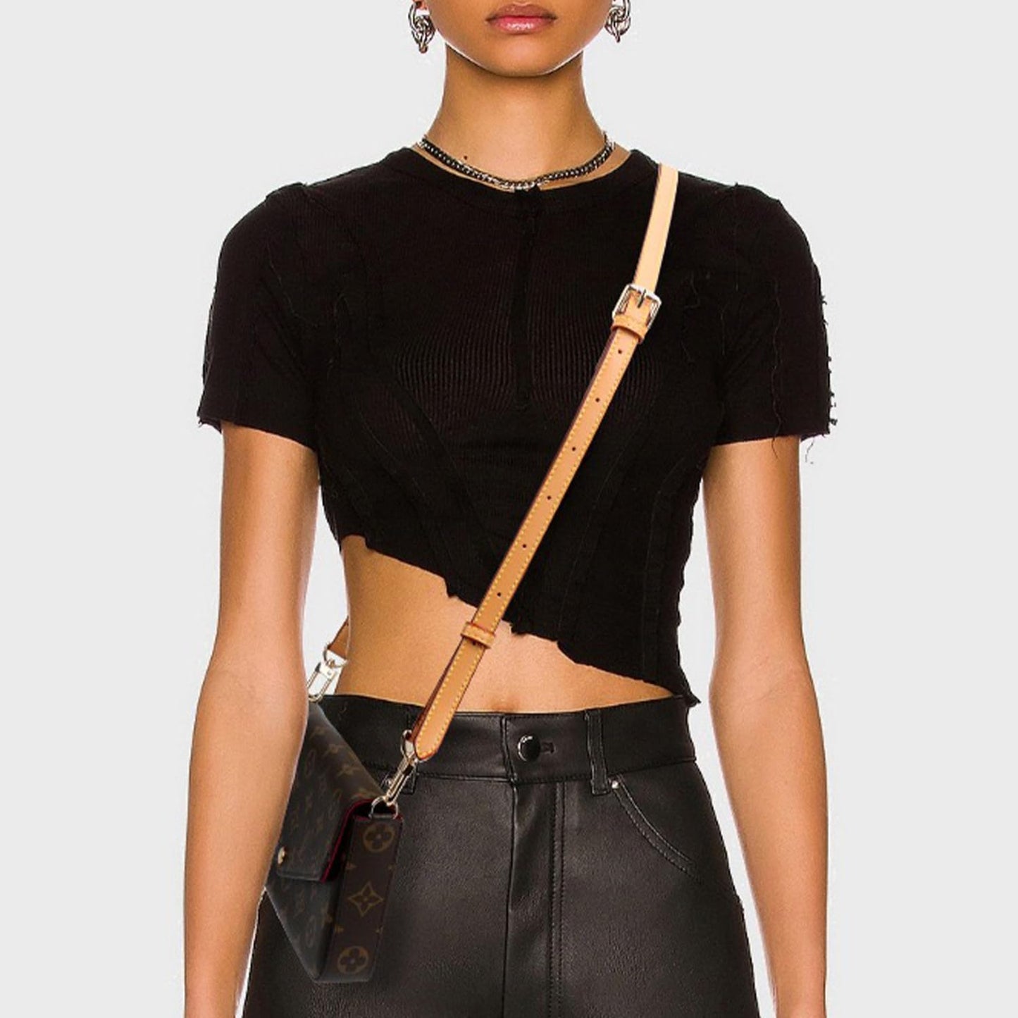 BEUDW Vachetta Leather Adjustable Crossbody Strap for Leather Shoulder Strap Belt Replacement Suitable for L V Handbags (width: 0.6in-Apricot Yellow)