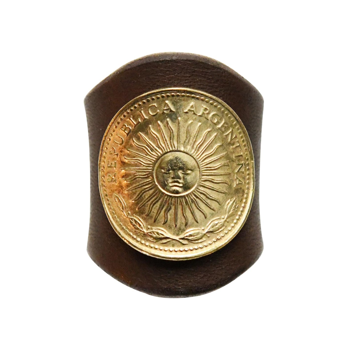 ETACHI Handmade Man Scarf Slide Ring Buckle, Ami Click Retro Rrl Handmade Square Scarf Ring, Made of Cowhide and Coin, Creative Personalized Gifts, 1pcs