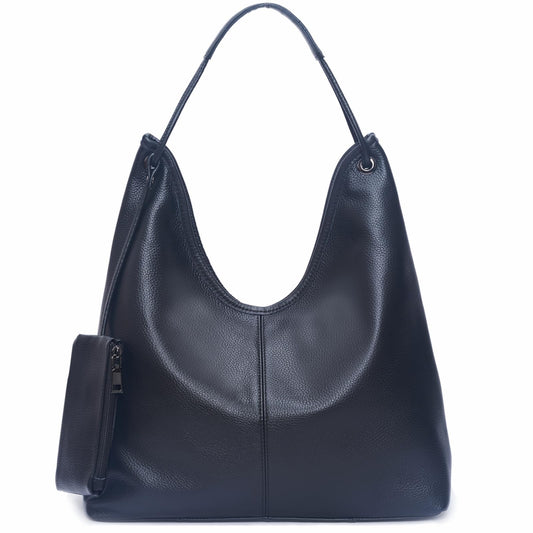 Hobo Bags for Women Genuine Leather Purse Slouchy Shoulder Bag Large Black Handbag for Work & Everyday Use