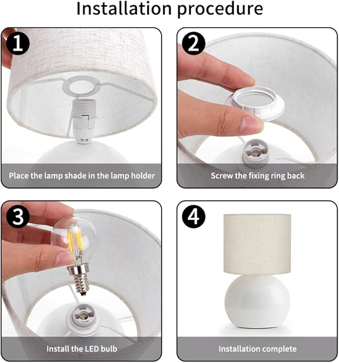 Small Table Lamp for Bedroom,Bedside Nightstand Lamp for Living Room,Minimalist Bedside Light lamp Set of 2, 10.4 Inch Desk Light for Bedroom, Living Room,Including Light Bulb（White）