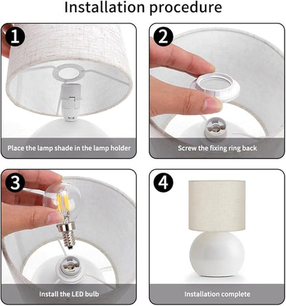 Small Table Lamp for Bedroom,Bedside Nightstand Lamp for Living Room,Minimalist Bedside Light lamp Set of 2, 10.4 Inch Desk Light for Bedroom, Living Room,Including Light Bulb（White）