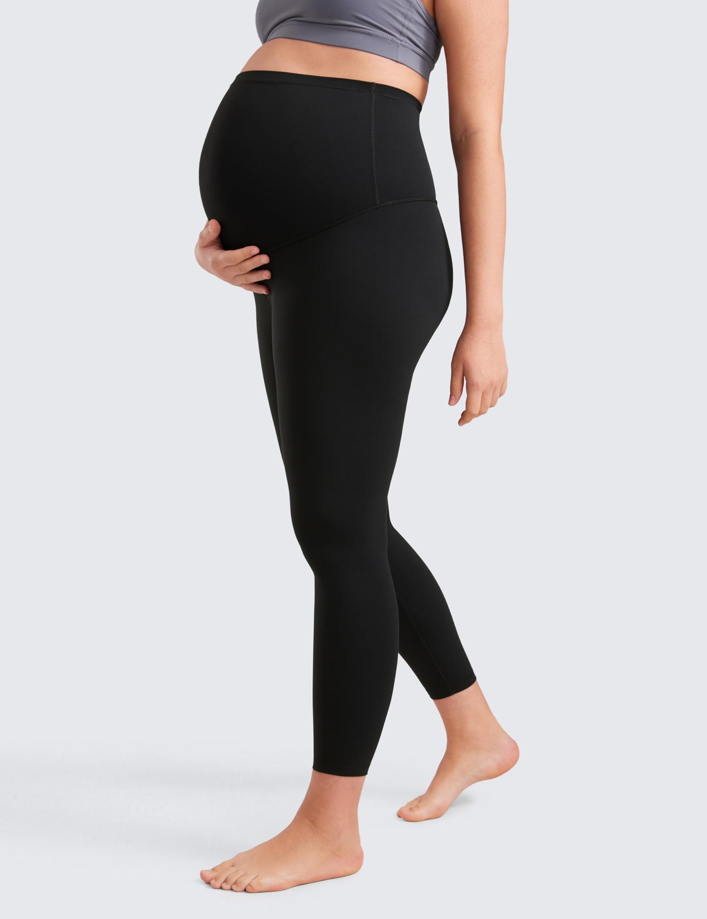 CRZ YOGA Womens Butterluxe Maternity Leggings Over The Belly 25" - Buttery Soft Workout Activewear Yoga Pregnancy Pants Black Small