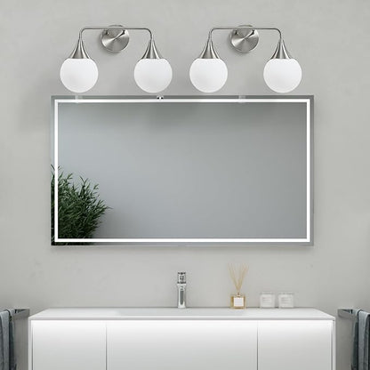 Bathroom Vanity Light Fixtures: Brushed Nickel 2-Light Mid Century Farmhouse Bathroom Lighting Fixtures Over Mirror - Wall Sconce with Frosted Globe Glass for Hallway Restroom