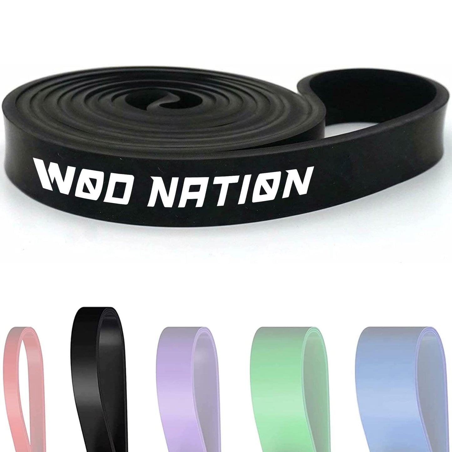 WOD Nation Pull Up Assistance Bands (10-175lbs Band) - Best for Pullup Assist, Chin Ups, Resistance Bands Exercise, Stretch, Mobility Work & Serious Fitness - 41 inch Straps
