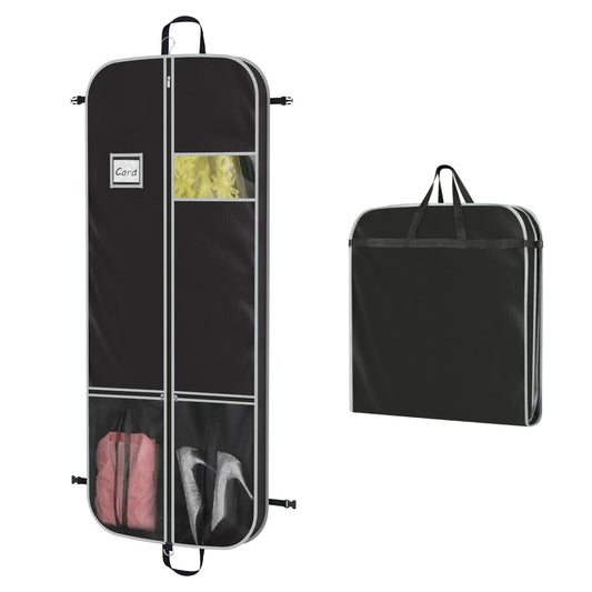 Zilink Upgrade 60" Garment Bag for Long Coat, Leather,Fur, Mink, Gown and Choir Robe with 3.9" Gusset and Stable Buckles Heavy Duty, Hanging, Breathable, Foldable Travel and Wardrobe Clothes Protector