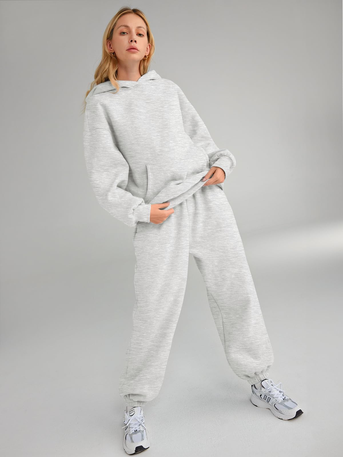 AUTOMET Sweatsuits Women 2 Piece Outfit Lounge Two Piece Sets Fall Fashion 2025 Tracksuits Oversized Sweatshirt and Sweatpants Casual Teen Girls Clothing Grey L