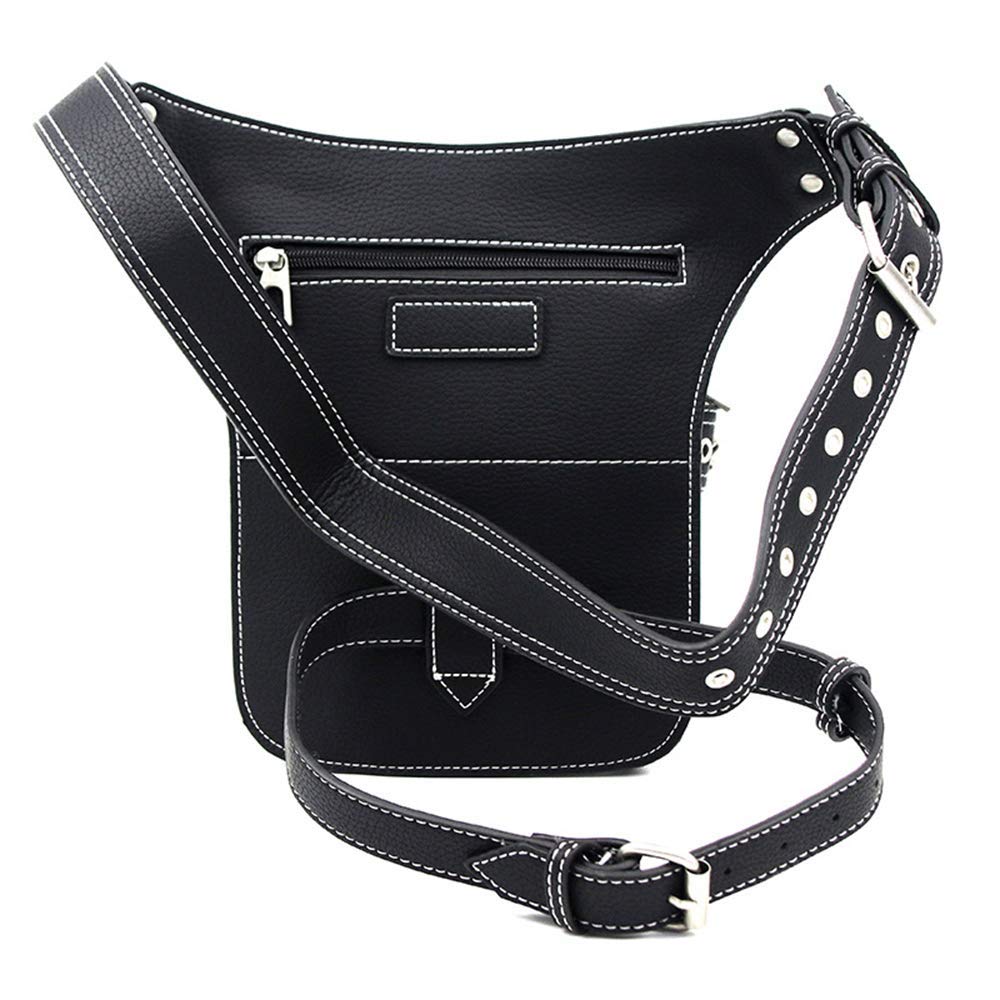 Steampunk Waist Bag Fanny Pack Fashion Gothic Leather Shoulder Crossbody Messenger Bags Thigh Leg Hip Holster Purse Travel Pouch Hiking Sport Chain Bags for Women Men